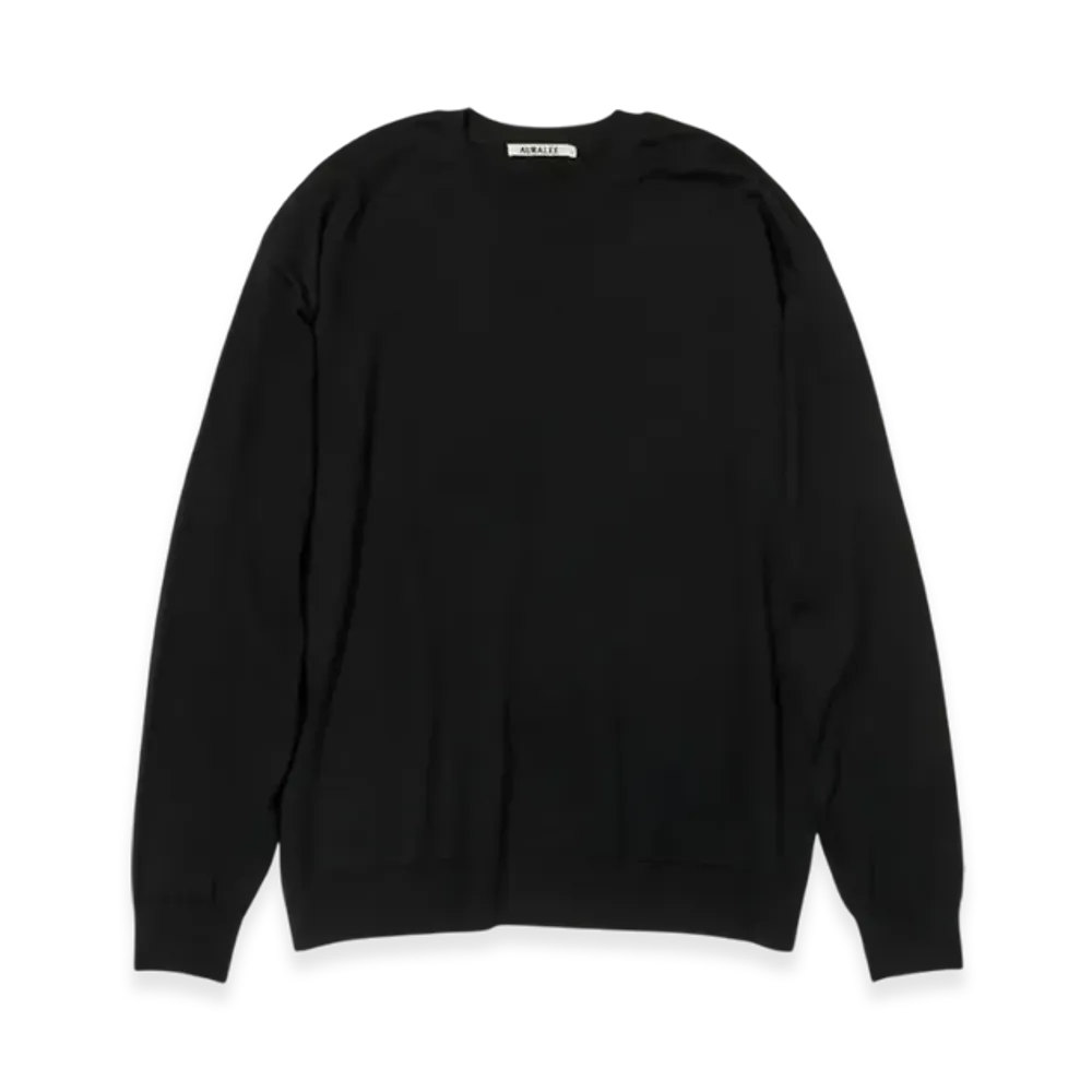 AURALEE Super High Gauge Wool Knit P/O "Black"