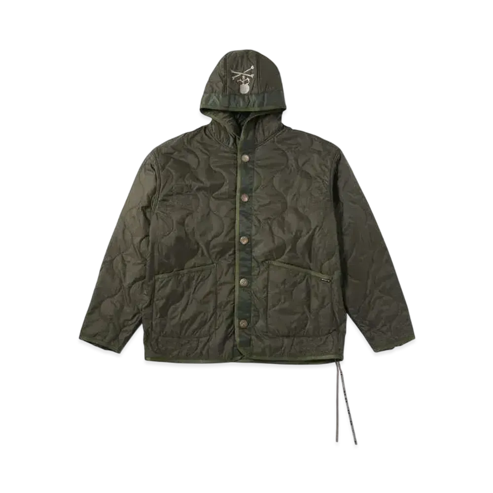mastermind WORLD Skull Quilted Hooded Jacket "Olive"