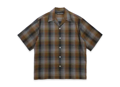 WACKO MARIA Ombre Check Open Collar Shirt "Brown"