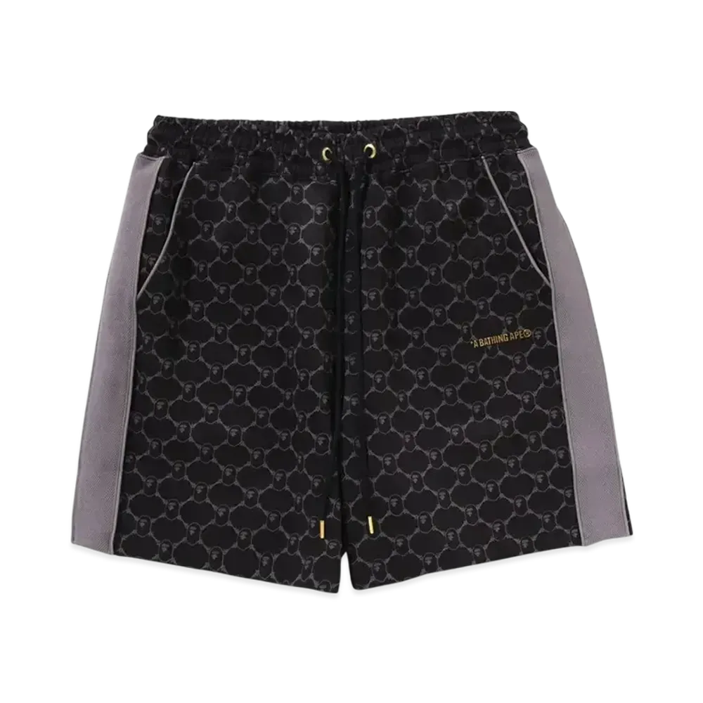 A BATHING APE College Monogram Relaxed Fit Sweat Shorts "Black"