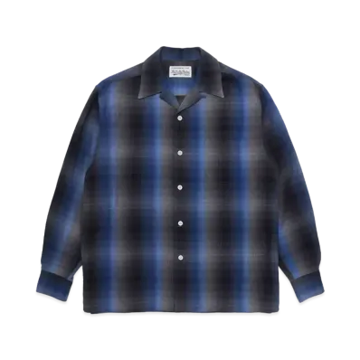 WACKO MARIA CHECK OPEN COLLAR SHIRT "Blue/Black"