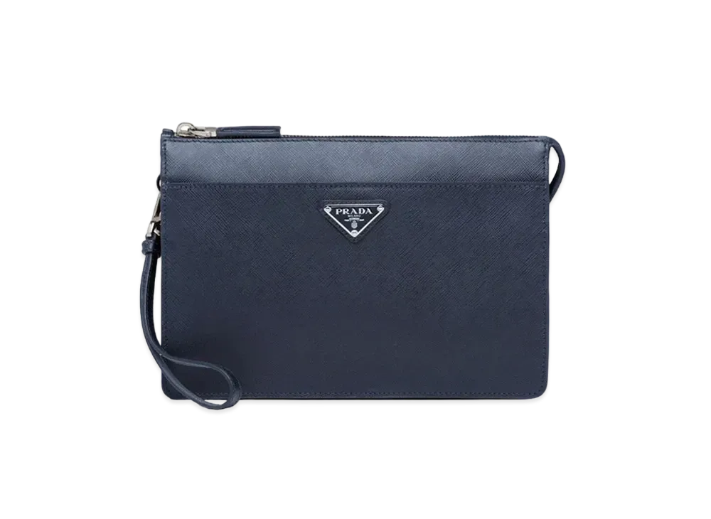 PRADA Saffiano Leather Pouch "Navy"