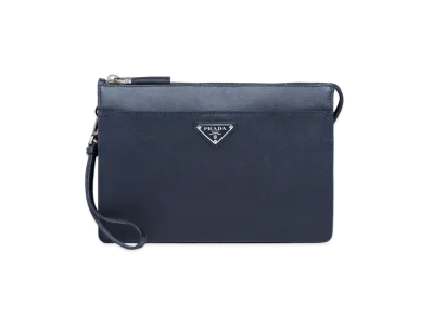 PRADA Saffiano Leather Pouch "Navy"