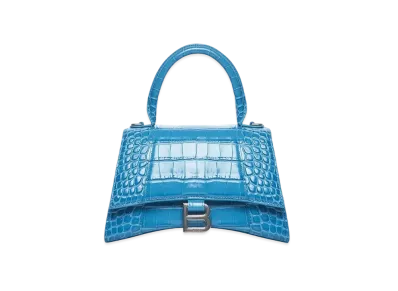 BALENCIAGA Women's Hourglass Small Top Handle Bag "Blue"