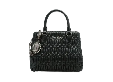 MIU MIU Miu Crystal Cra Kenpa Leather Handbag "Black"