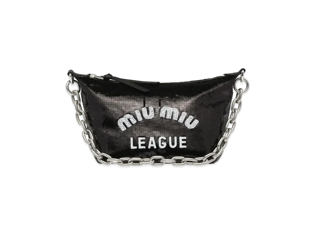MIU MIU Miu Spirit Satin Bag With Appliques "Black"