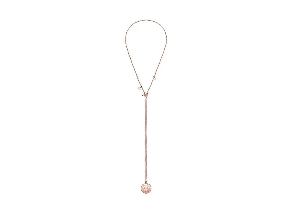 Hermes Ex-Libris Long Necklace MM "Pink Gold/1 Diamond"