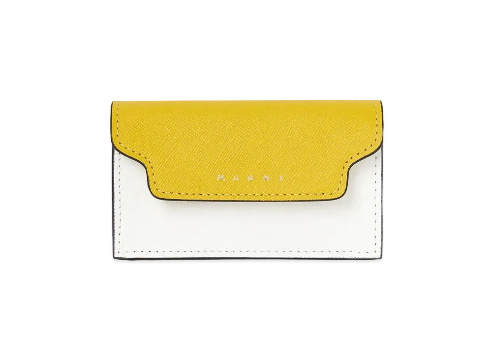 Marni Tone On Tone Yellow And White Saffiano Business Card Case "Light Topaz/Lily White/Acid"