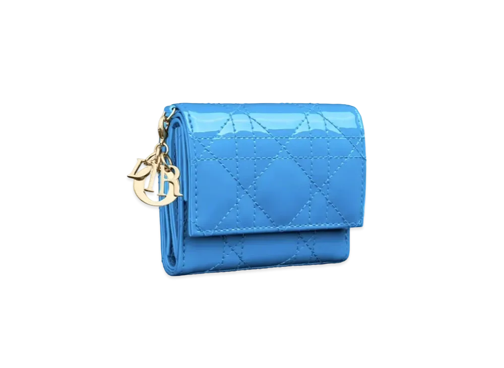 Lady Dior Lotus ウォレット ブルー Lady Dior Lotus Wallet Cloud Blue Patent Cannage Calfskin | DIOR
