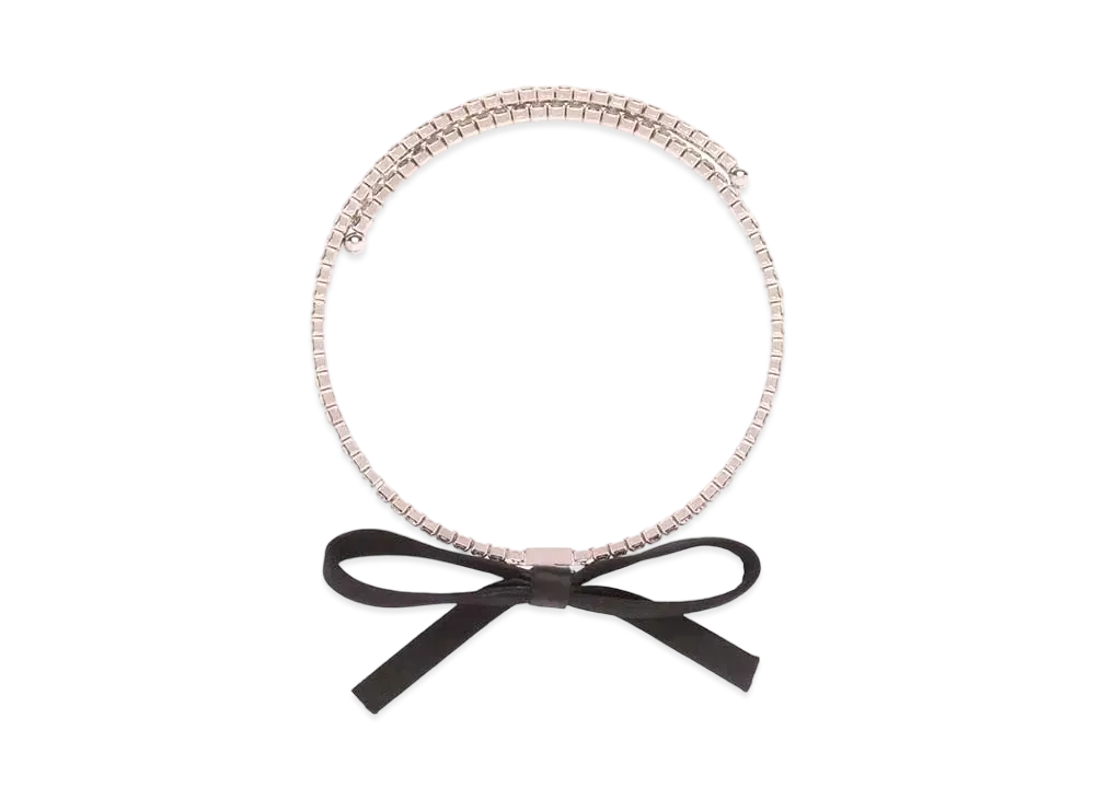 MIU MIU Crystal x Bow Necklace "Black"