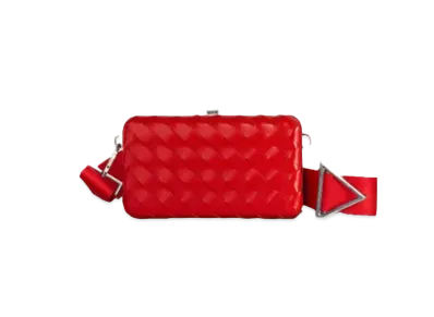 Bottega Veneta Intrecciato Woven Spazzolato Calfskin Messenger Bag "Bright Red"