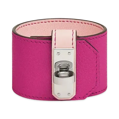 Hermes Kelly Twist Bracelet Large Model "Rose Shocking/Palladium"