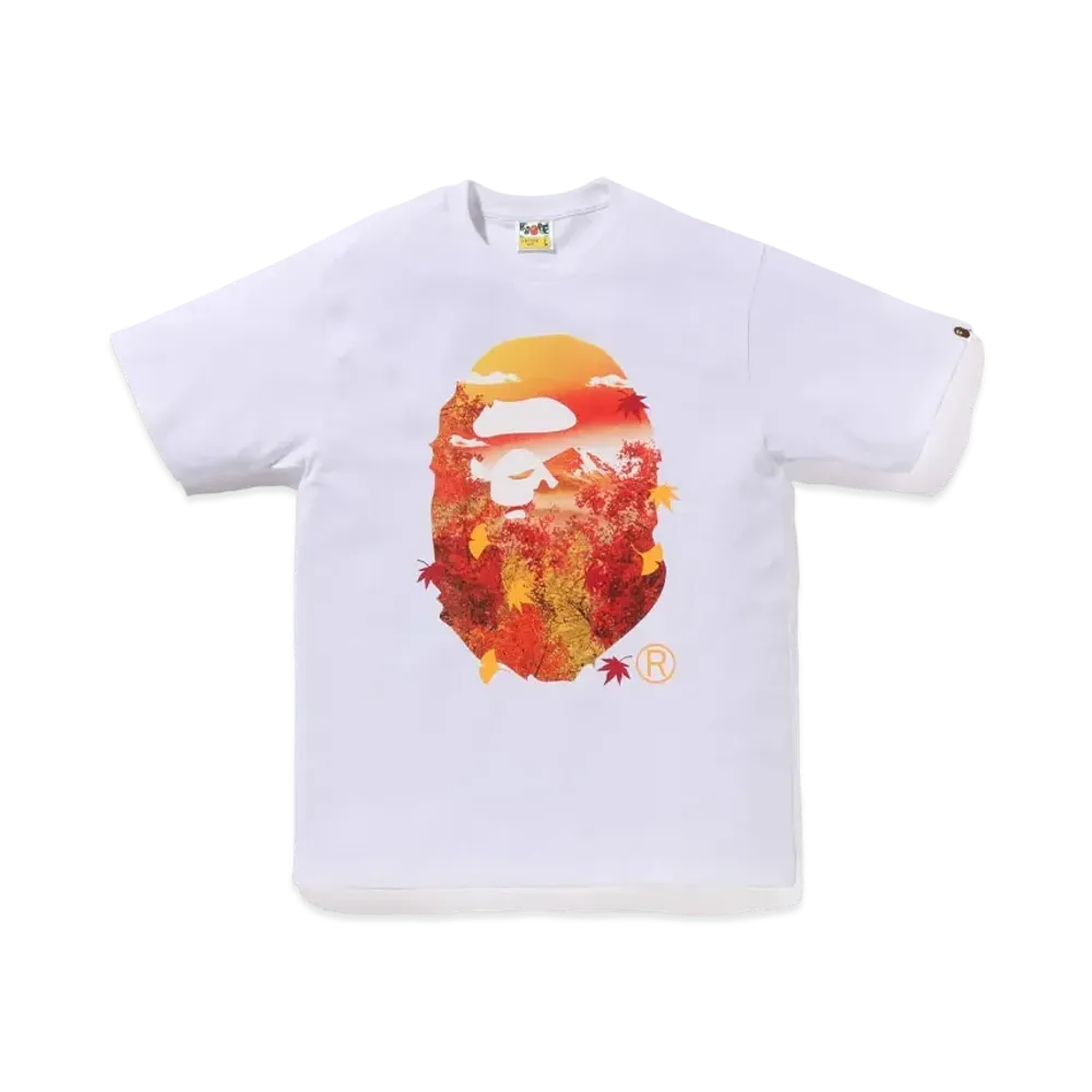 A BATHING APE Japan Autumn Photo Ape Head Tee "White"