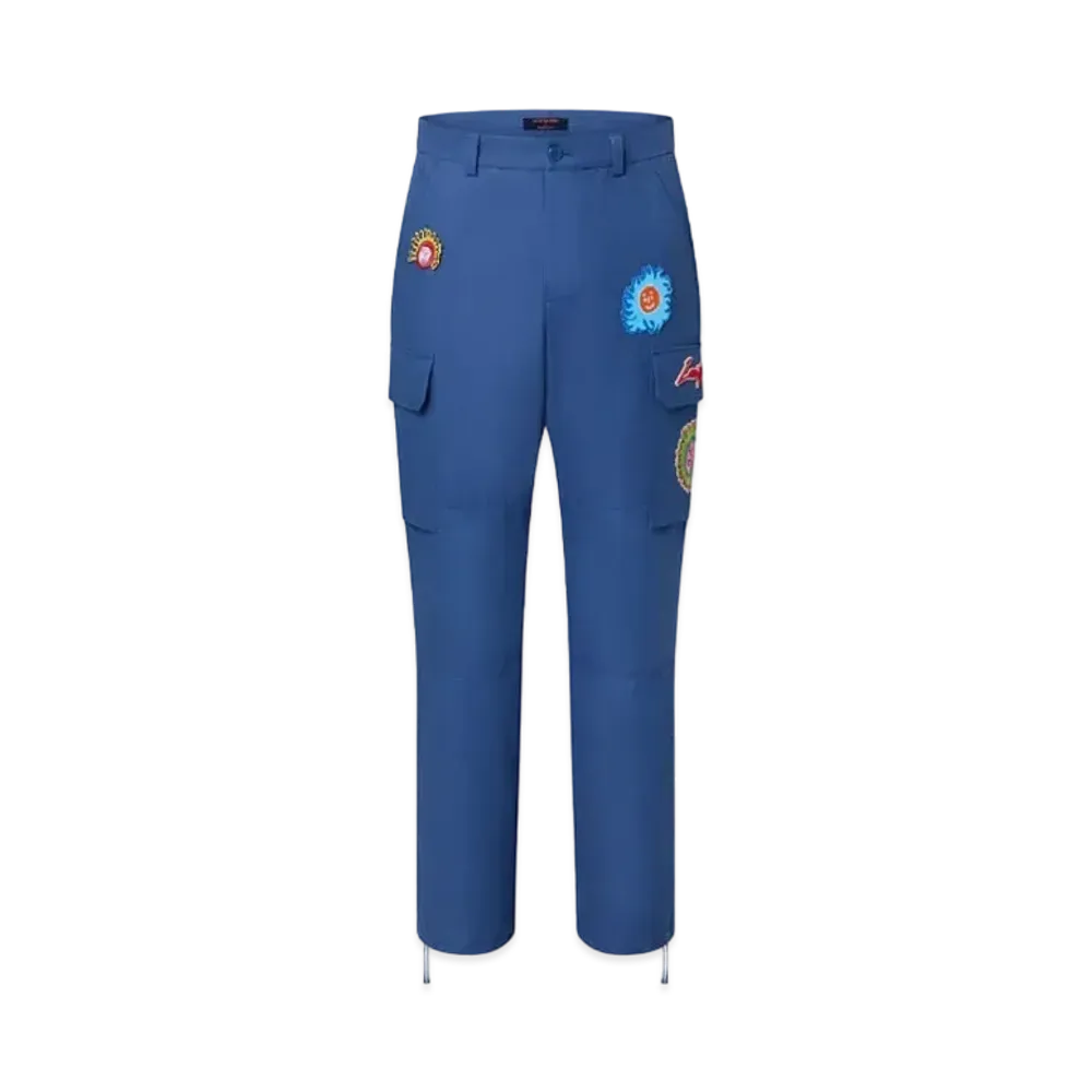 Louis Vuitton x Yayoi Kusama Embroidered Faces Cargo Pants My Eternal Soul "Electric Blue"