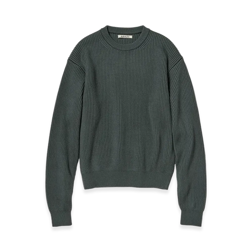 AURALEE Super Fine Wool Soft Rib Knit P/O "Gray"
