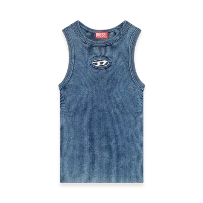 Diesel M-Anchor-A-Sl Rib-Knit Tank Top With Oval D "Dark Blue"
