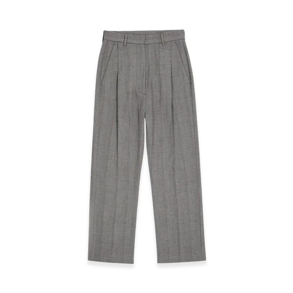 MM6 Maison Margiela Women's Cropped Pleated Trousers "Gray"
