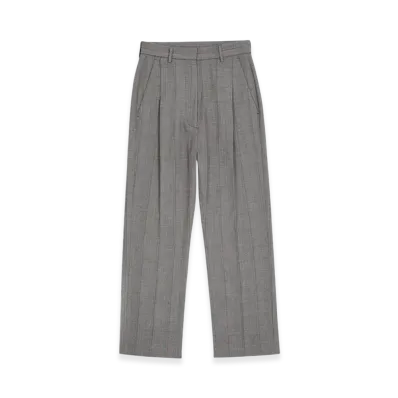 MM6 Maison Margiela Women's Cropped Pleated Trousers "Gray"