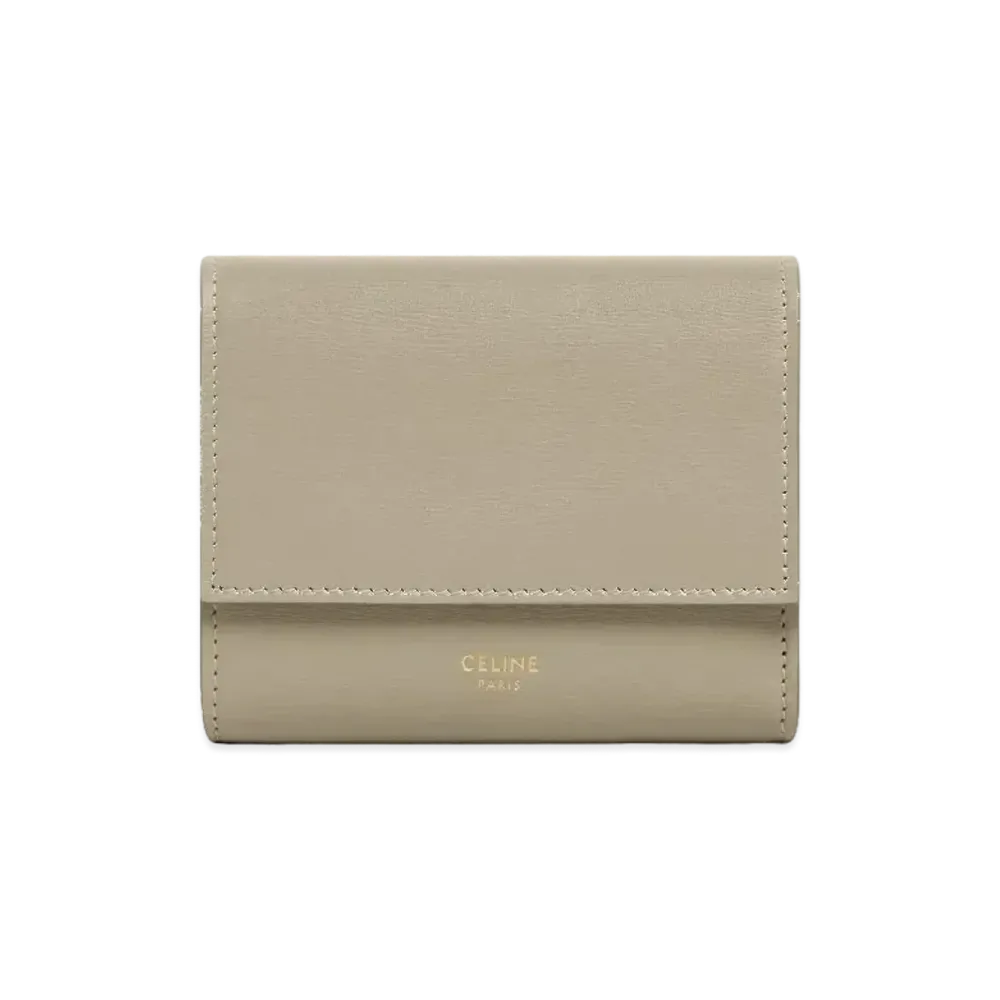 CELINE Small trifold wallet in Smooth Calfskin "Green Clay"