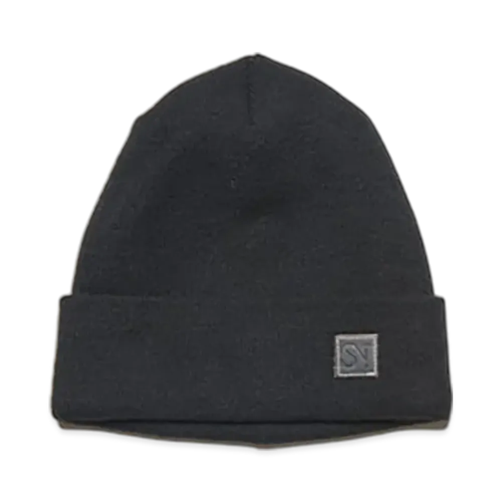 SOPHNET. Leather Patch Knit Cap "Black"