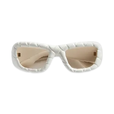Bottega Veneta Intrecciato Rectangular Sunglasses "White/Yellow"
