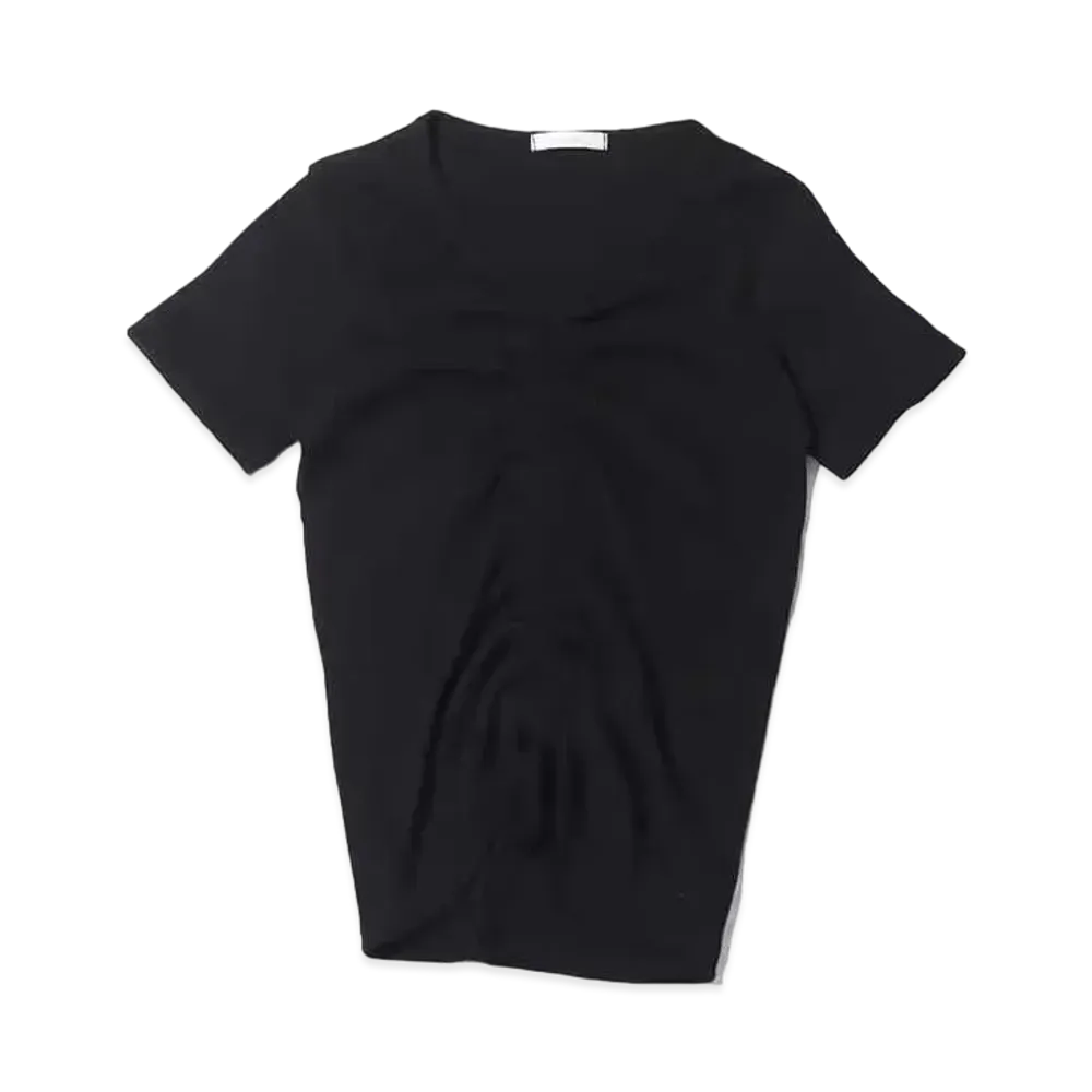 atmos pink Front Drawstring Ribbed T-Shirt "Black"