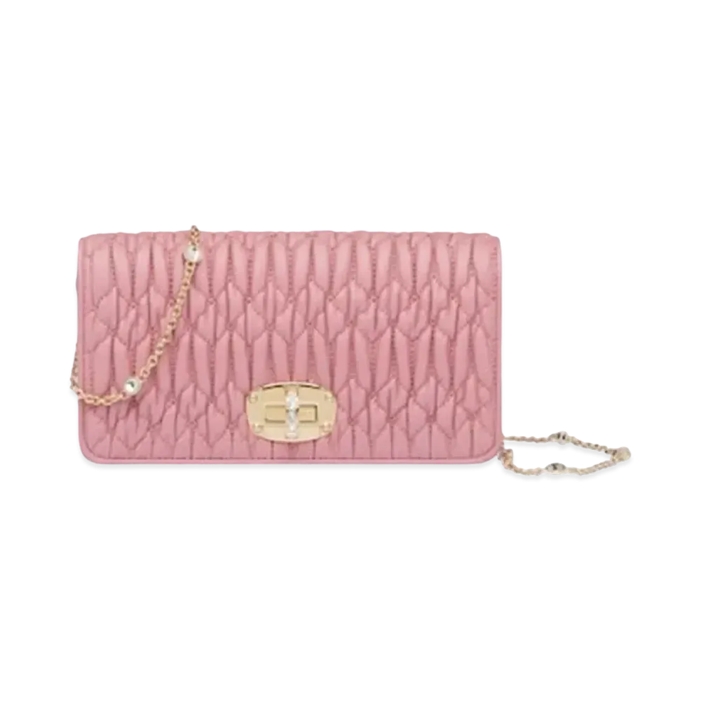 MIU MIU Miu Crystal Cra Kenpa Leather Mini Bag "Pink"