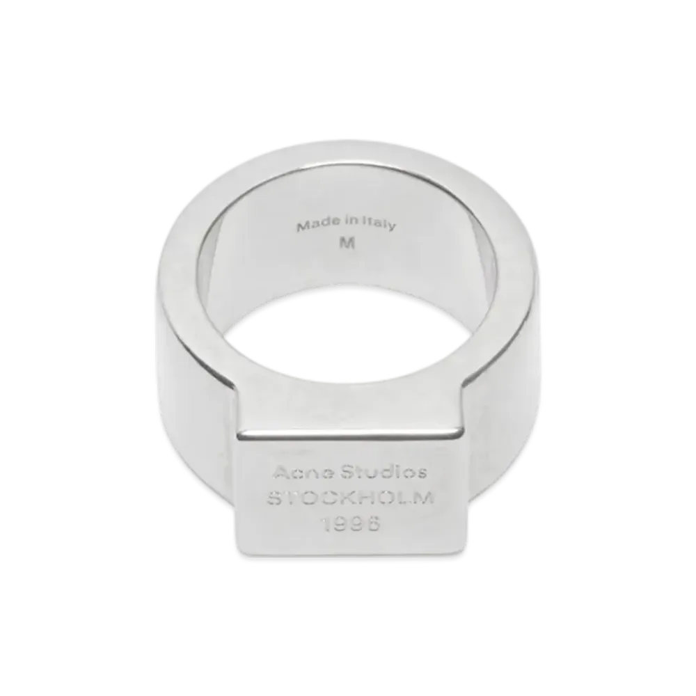 Acne Studios Engraved Logo Signet Ring "Semi-Matte Silver"