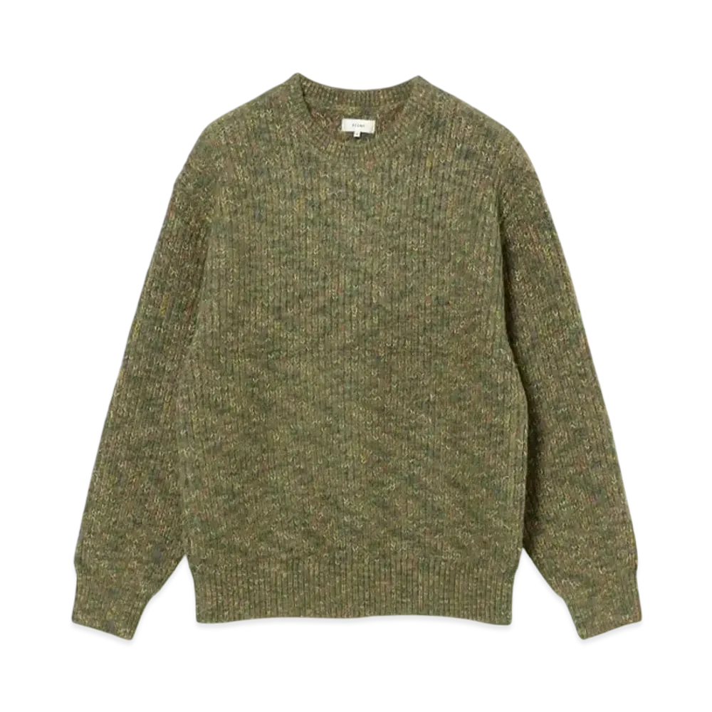 BEAMS 5 Gauge Shaggy Crew Neck Knit "Olive"