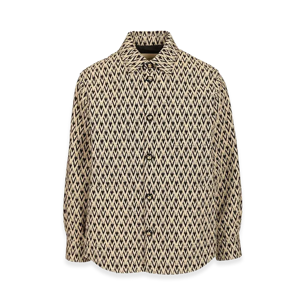 Valentino Toute La V Jacquard Cotton Blend Jacket "Beige"