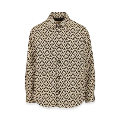 Valentino Toute La V Jacquard Cotton Blend Jacket "Beige"