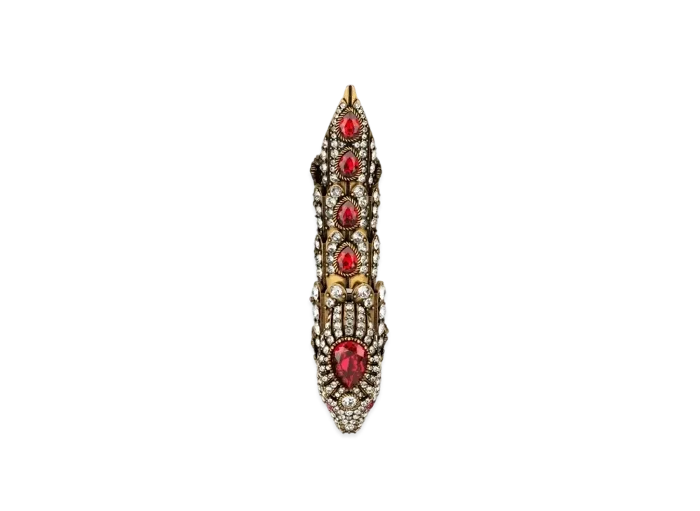GUCCI Crystal Snake Ring "White/Red"