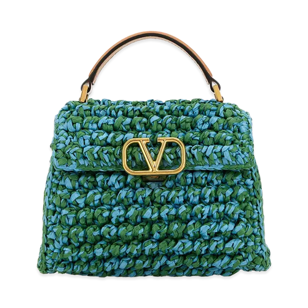 Valentino Women's Two-Tone Raffia Vsling Handbag "Multicolor"