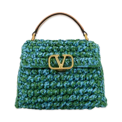 Valentino Women's Two-Tone Raffia Vsling Handbag "Multicolor"