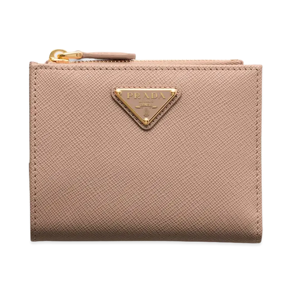 PRADA Saffiano Triangle Wallet "Cloudy Grey"
