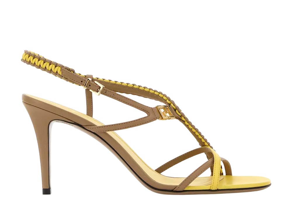 FENDI Women's Two-Tone Leather FFold Sandals "Multi Color"