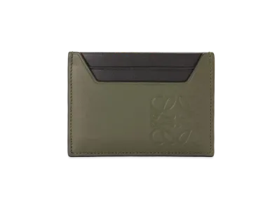 LOEWE Brand Plain Cardholder In Classic Calfskin "Khaki Green"