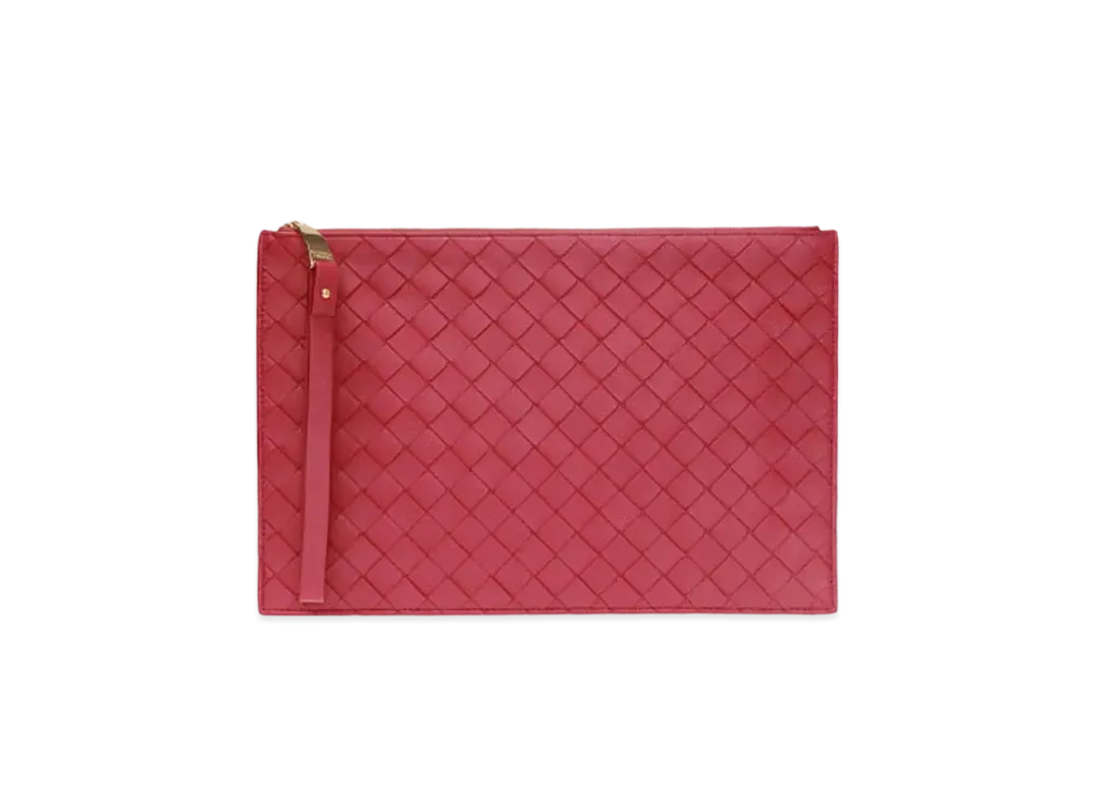 Bottega Veneta Intrecciato Lamb Flat Pouch "Amarant"