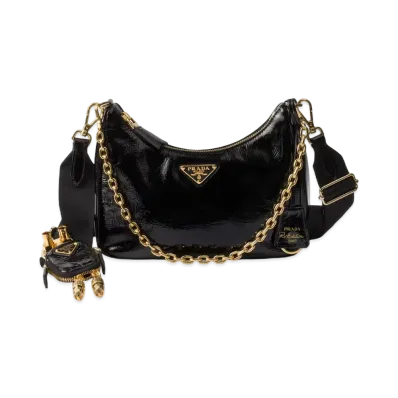 PRADA Re-Edition 2005 Naplak Patent Leather Bag "Black"