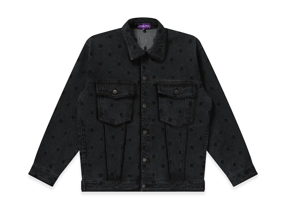 BlackEyePatch Dollar Sign Patterned Denim Jacket "Black"