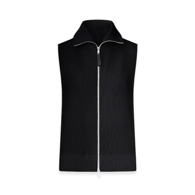 Maison Margiela Women's Ribbed Knit Zip-Up Vest "Black"