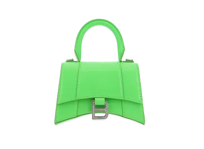 BALENCIAGA Hourglass XS Croco Embossed Bag "Green"