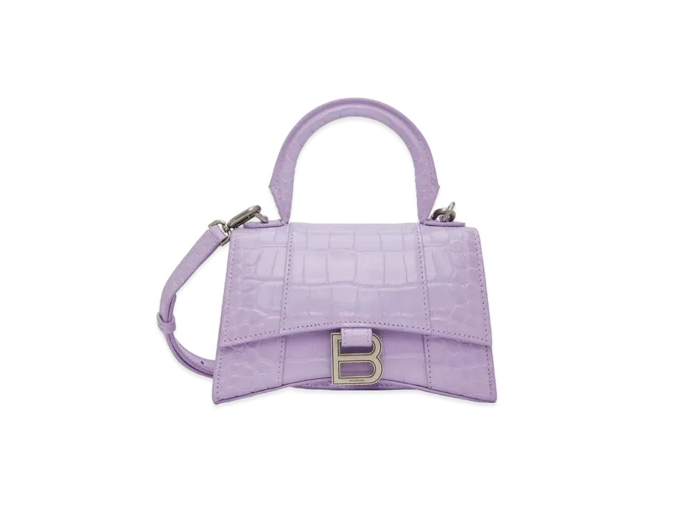 BALENCIAGA Hourglass XS Calfskin Bag "Lilac"