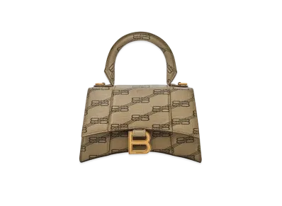 BALENCIAGA Hourglass XS Handbag BB Monogram Coated Canvas "Beige"