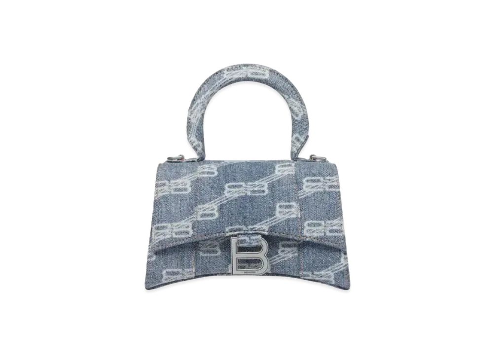 BALENCIAGA BB Monogram Hourglass Plus Small Denim Handbag