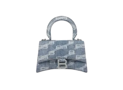 BALENCIAGA BB Monogram Hourglass Plus Small Denim Handbag