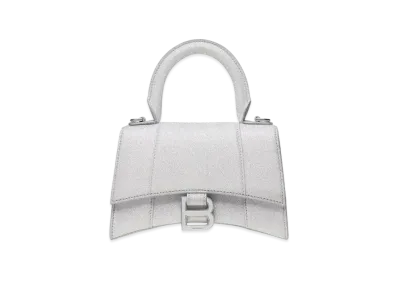 BALENCIAGA Hourglass XS Handbag Sparkling Fabric "Silver"