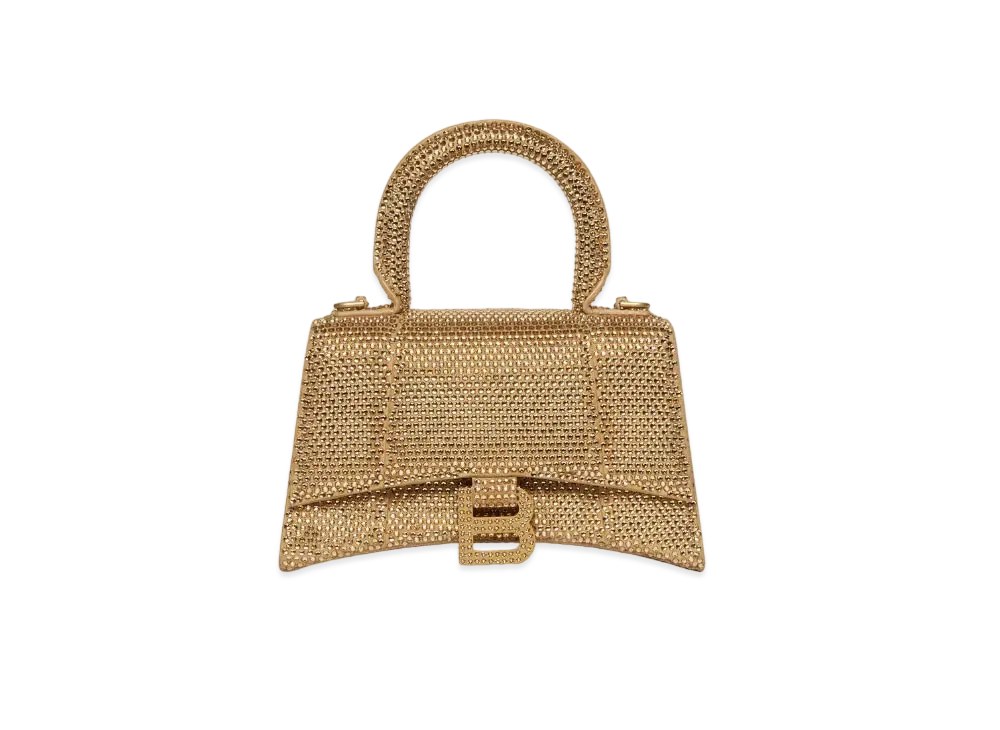 BALENCIAGA Hourglass XS Handbag Line Stone "Gold"
