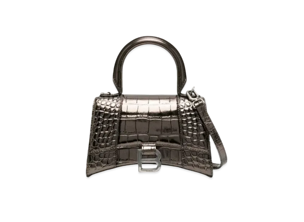 BALENCIAGA Hourglass XS Leather Top Handle Bag "Bronze"