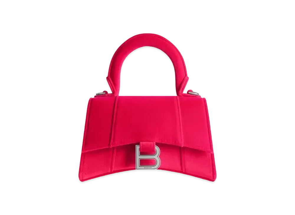 BALENCIAGA Hourglass XS Handbag Fluid Velvet Jersey "Bright Pink"